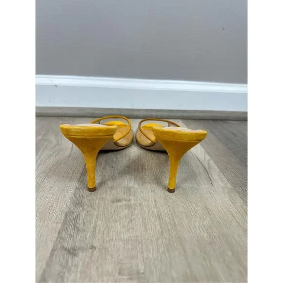 Manolo Blahnik Jadifa 70MM PVC & Suede Mules Size 37.5 (7.5) $775